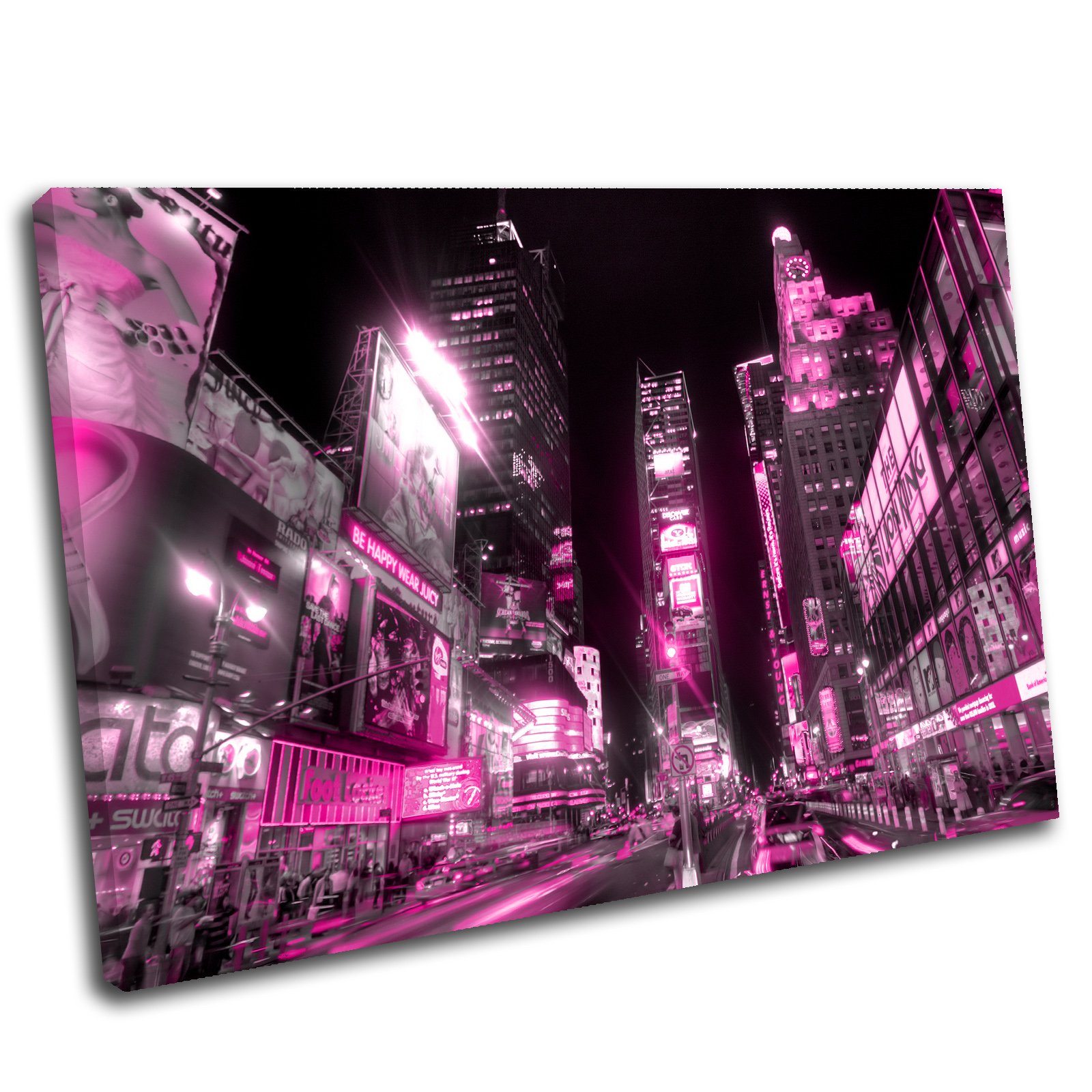 Canvas Culture - New York City Times Square Cityscape Canvas Print Pink 60 x 40cm