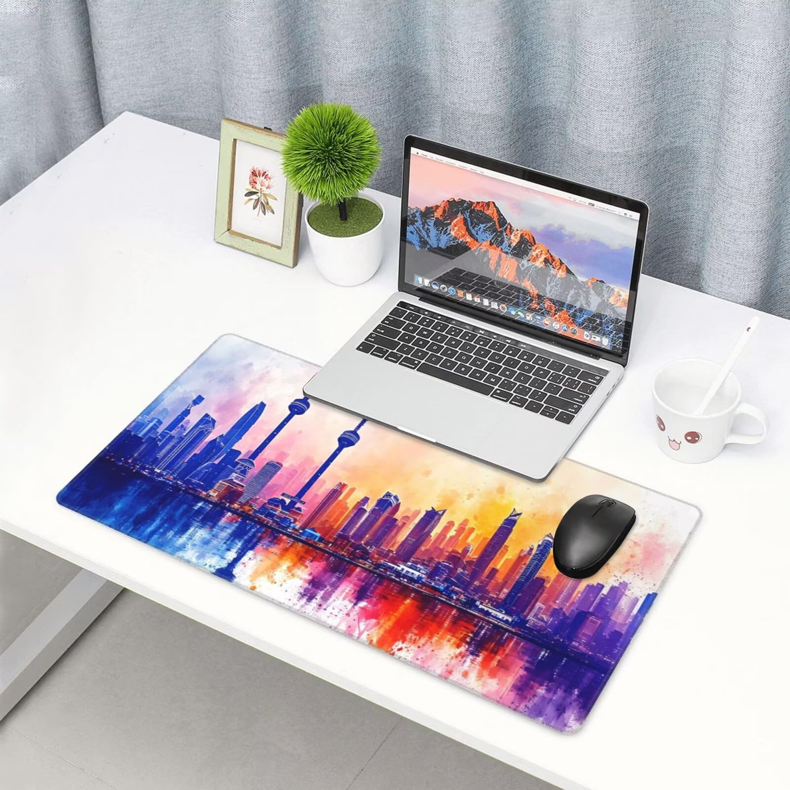 Podkładka pod mysz nocną, duża podkładka pod mysz 1200 x 400 mm, abstrakcyjna podkładka pod mysz do gier, podkładka na biurko ze zszytymi krawędziami, podkładka pod mysz z klawiaturą, do pracy, gier,