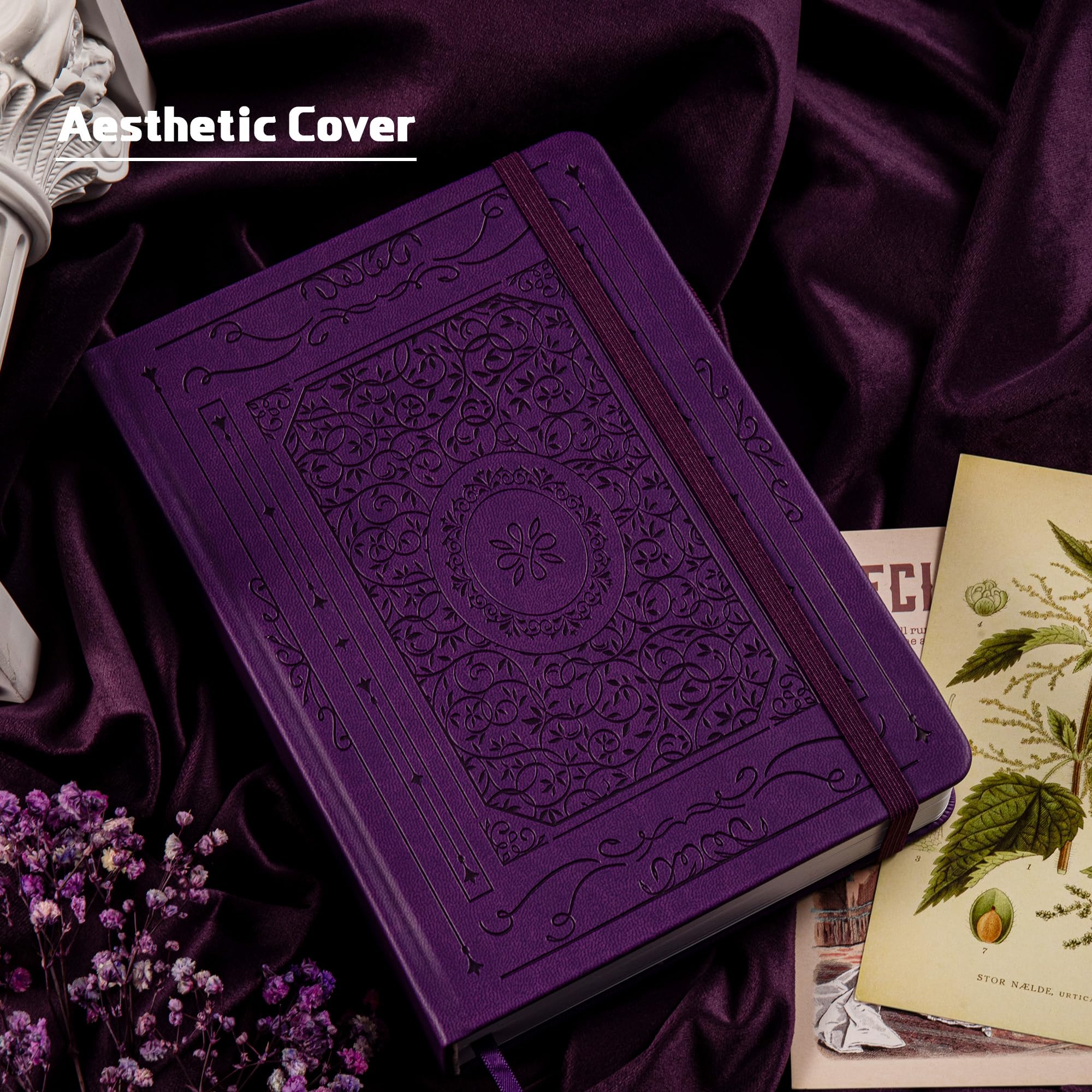 TIEFOSSI Cuaderno Bullet Dotted Journal, papel grueso numerado de 160 g/m², cuaderno de cuadrícula de puntos de tapa dura A5 para mujeres, hombres, trabajo, escritura, Bullet Journaling, dibujo