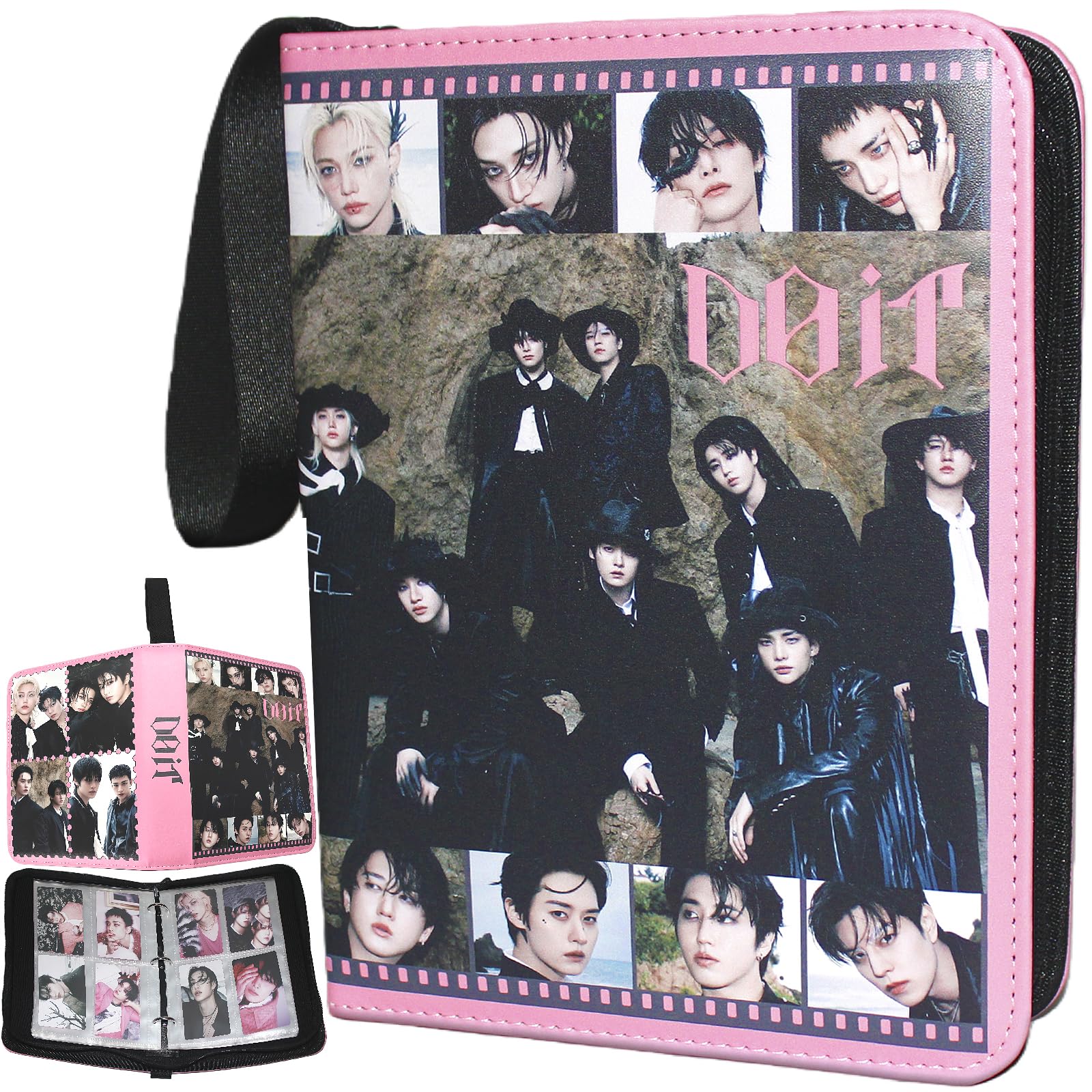 Stray Kids Photocards Binder 400 Pockets Photo Cards Holder Stay Kids DO IT Album Photocard Binder DO IT Postcard Holder Straykids Merch Boys and Girls Gift for STAY (BLACK)