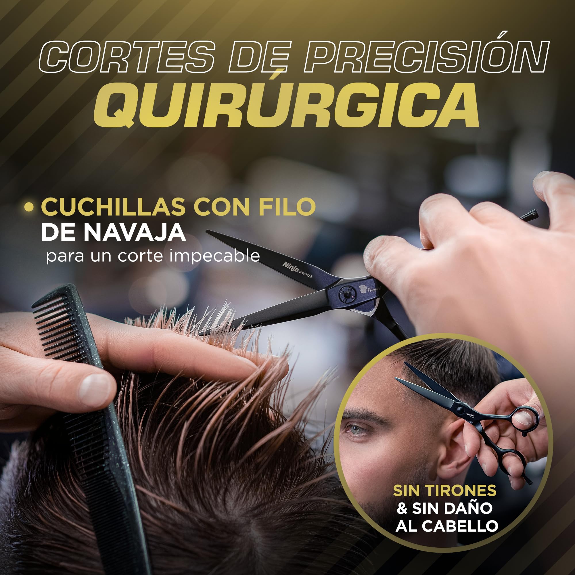 Fagaci Tijeras Peluqueria Profesional 5.5 Pulgadas Acero 440C Para una Precisión Superior, Afilado Duradero Tijeras Cortar Pelo Cuchillas Extremadamente Afiladas