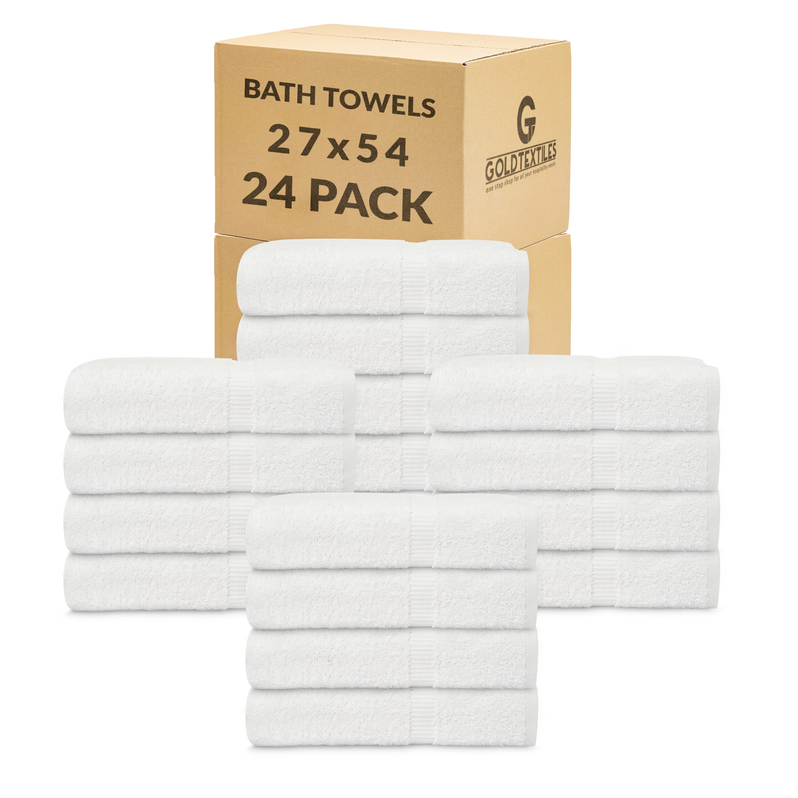 GOLD TEXTILES Premium Bath Towel Set Pack of 24 27 x 54 100 Ring-Spun Cotton Towels for Hotel