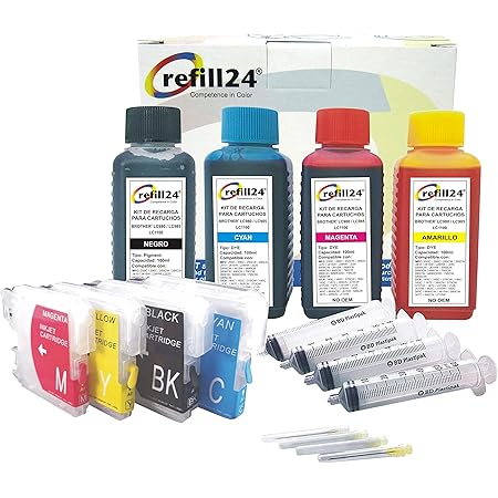 refill24 Wiederbefüllbare Quickfill Druckerpatronen kompatible mit ...