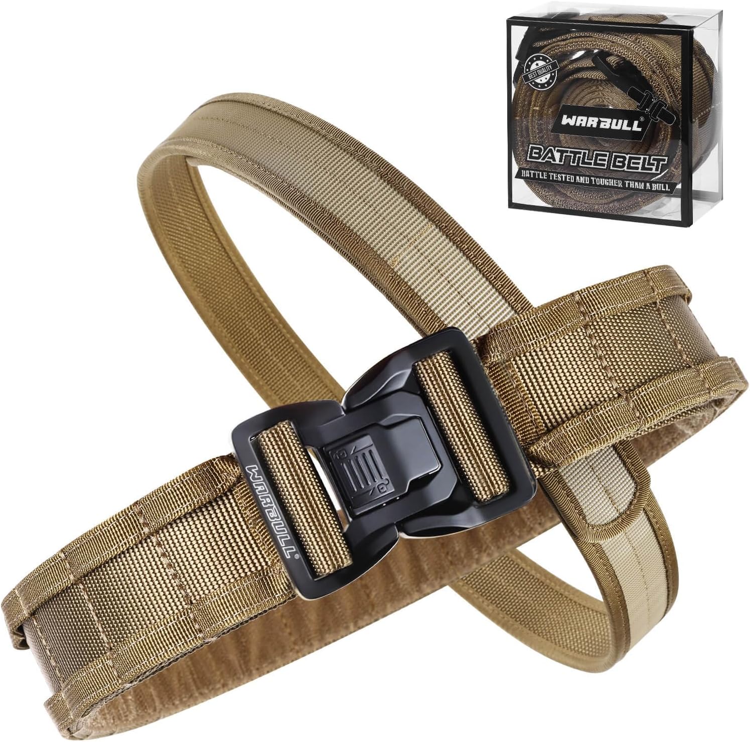 WarBull Tactical Battle Molle Belt, 2'' Quick Release Gun Belt w/Secure Locking, 1.57'' EDC Inner Belt, Duty Combat Belt