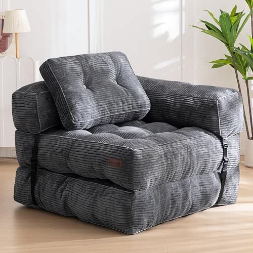 MAXYOYO Folding Sofa Bed, L-Shaped Convertible Sofa Bed with Armrest