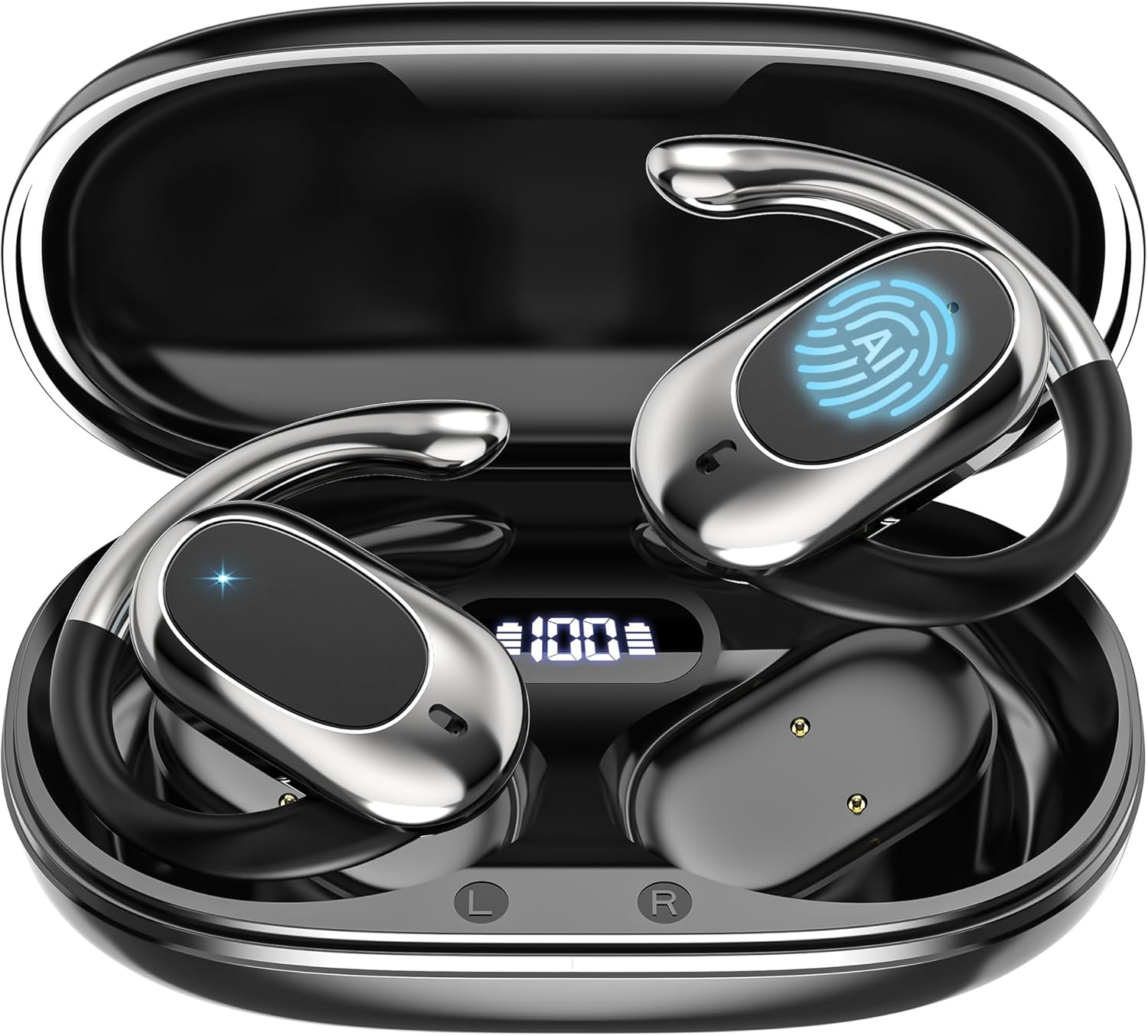 Real-Time Translation Earbuds: AI-Powered 144 Language Translator with Offline Mode, All-Day Battery & Accent Recognition for Travel & Business，Black