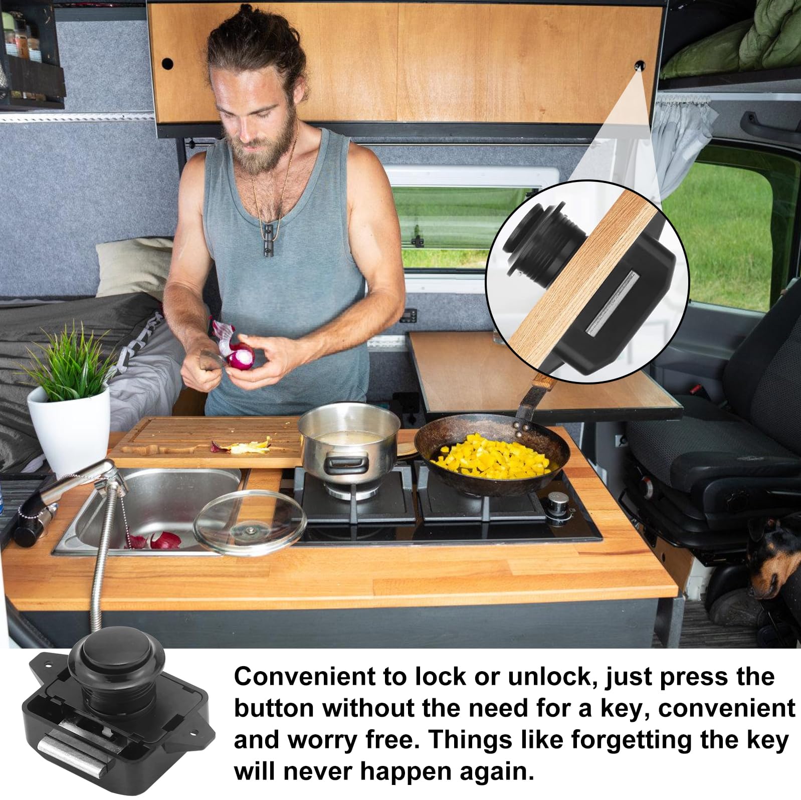 Serratura per porte mobili, 10 pezzi, per camper, camper, caravan, yacht, armadio, colore nero