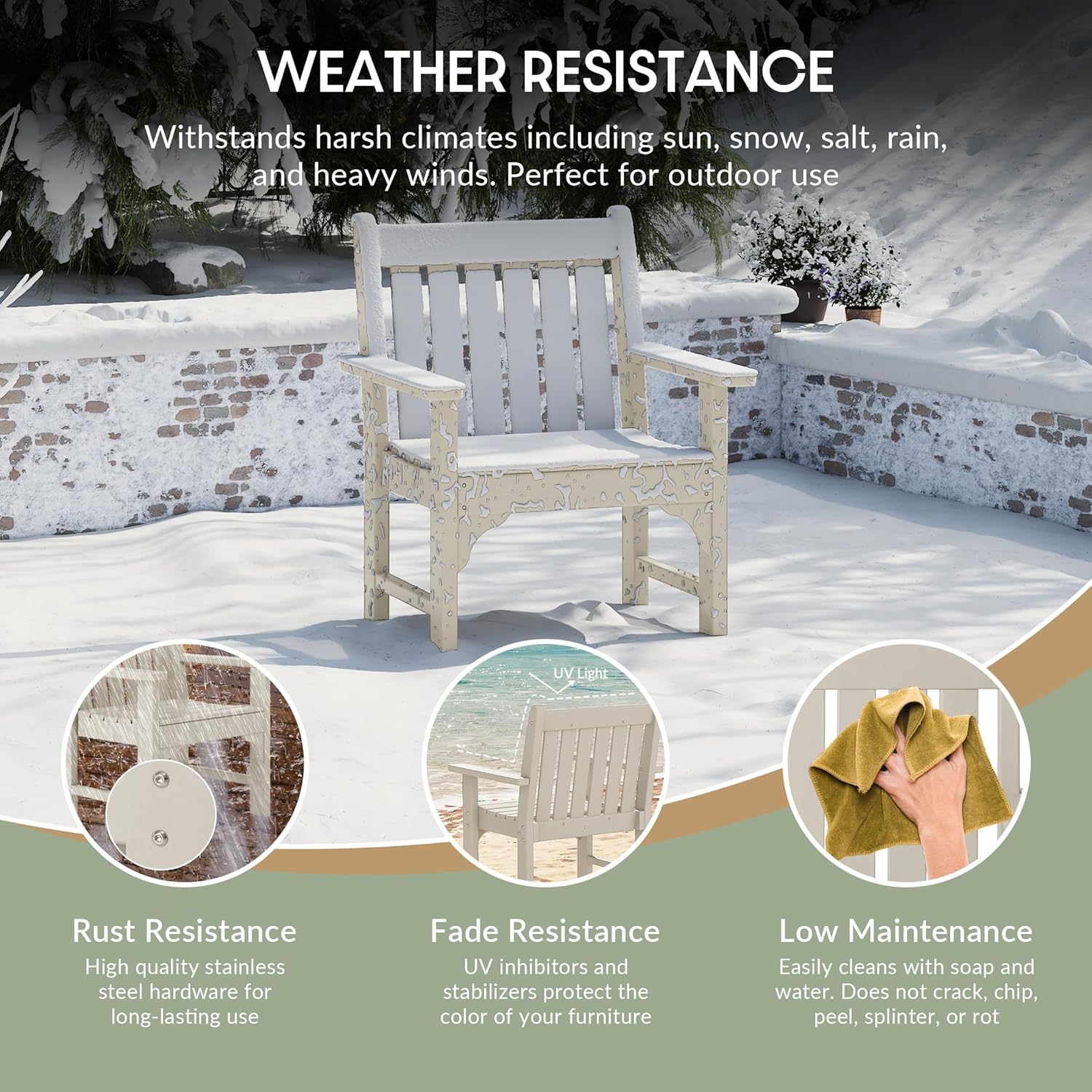 WestinTrends Malibu Outdoor Patio HDPE Adirondack Dining Arm Chairs (Set of 4), Sand