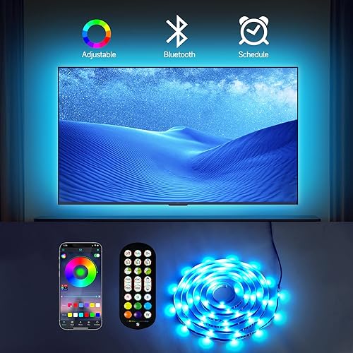 Miniatura 3 de Retroiluminación LED para TV, luces LED RGB de 16.4 pies para televisores de 55 a 70 pulgadas, control de aplicación Bluetooth, alimentado por USB