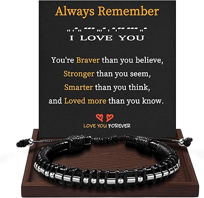 Inspirational Gifts for Men Morse Code Bracelets Mens Bracelets Graduation Gifts for Him Fathers Day Adjustable Leather Bracelet Motivational Birthday Annivesary Jewelry Stocking Stuffers for Men