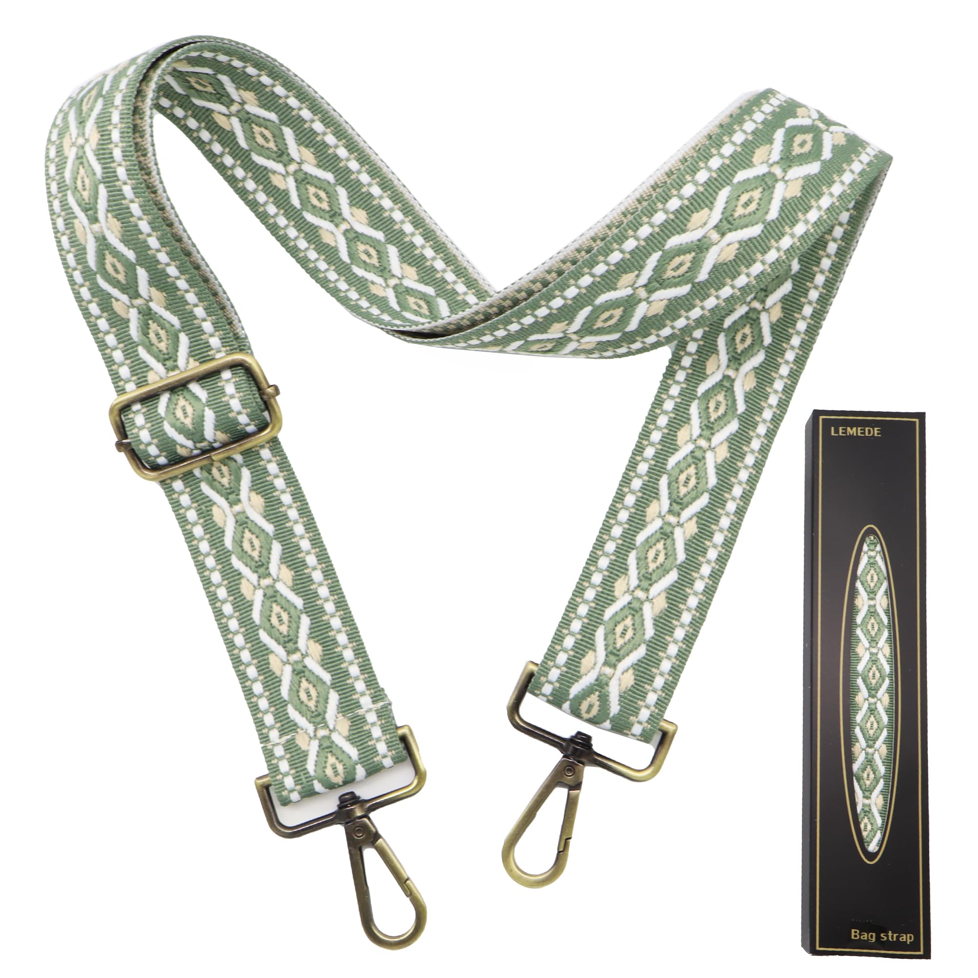 LEMEDE Purse Strap Adjustable Replacement Crossbody Bag Straps Retro Jacquard Embroidery Shoulder Straps for Shoulder Bag