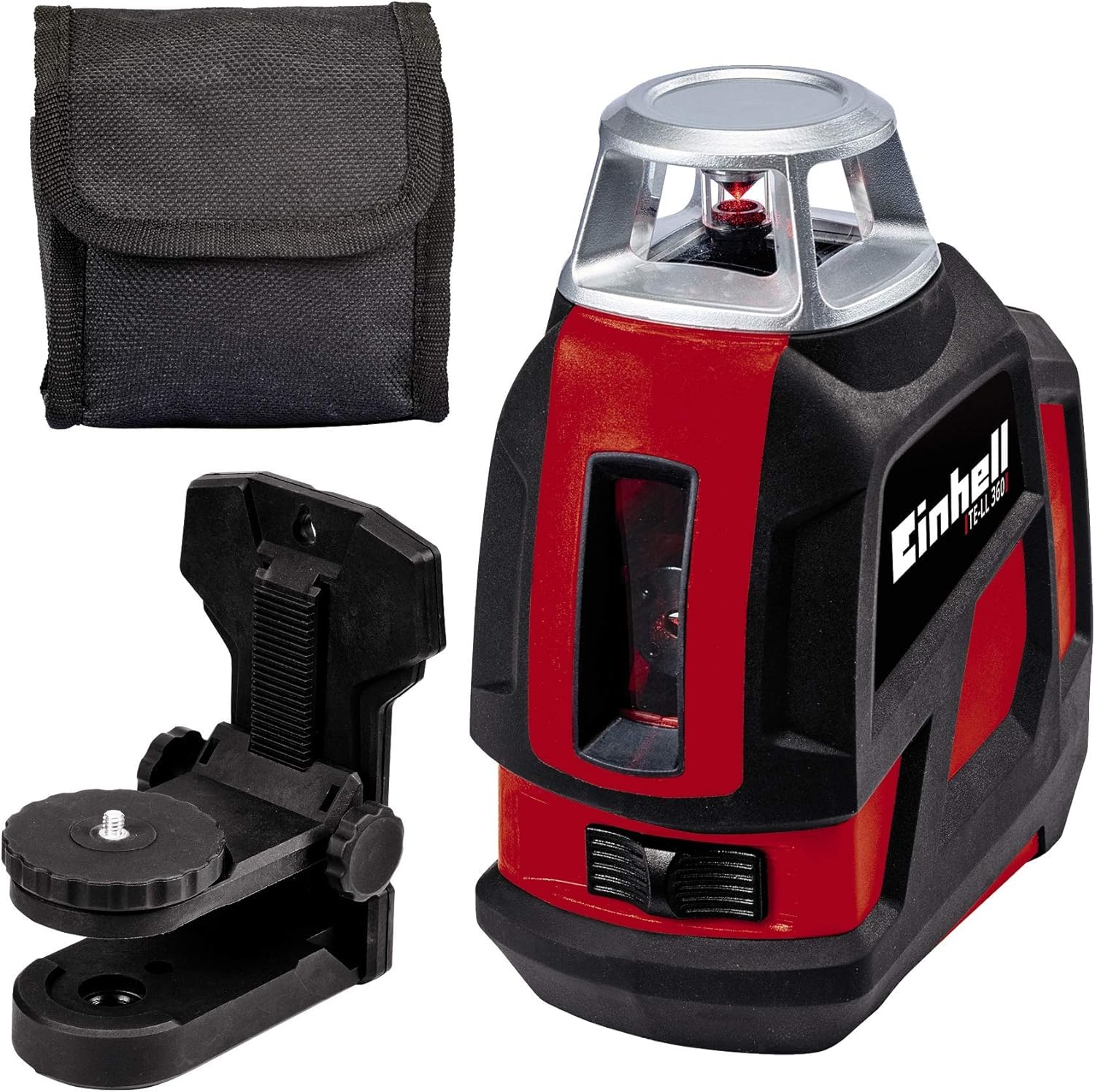 Einhell TE-LL 360 Cross Line Laser Level with Working Range of 20m | Digital Spirit Level, 360 Degree Horizontal And / Or Vertical Laser Line, Self-Levelling, LED Warning | Includes Storage Case