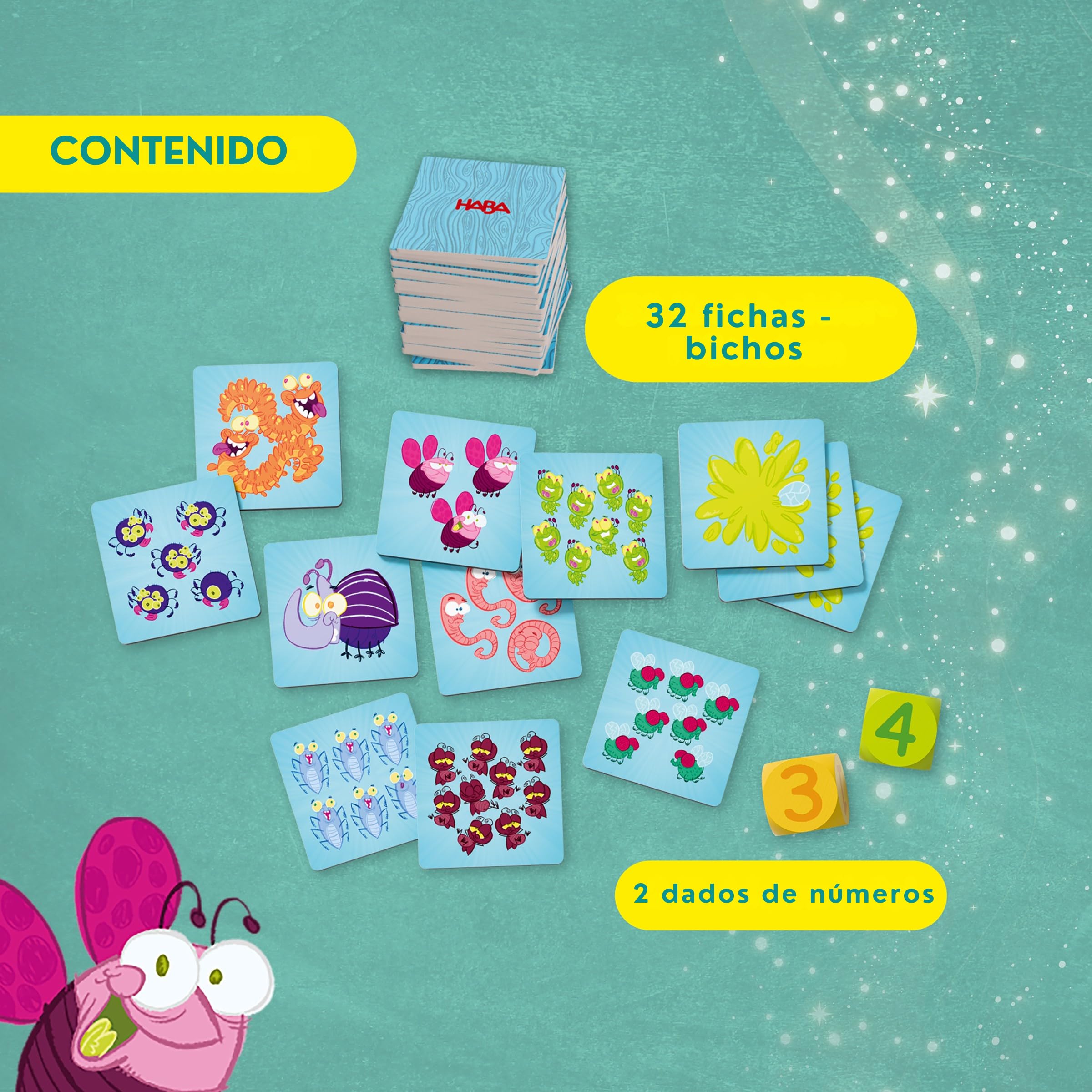 HABA 2013336004 - Bichos, Juego Infantil de Mesa de Memoria y cálculo Mental (Sumas hasta 10). Más 6 años