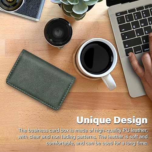 Miniatura 7 de Cartera con bloqueo RFID, tarjetero minimalista de cuero para tarjetas de crédito (12-verde)