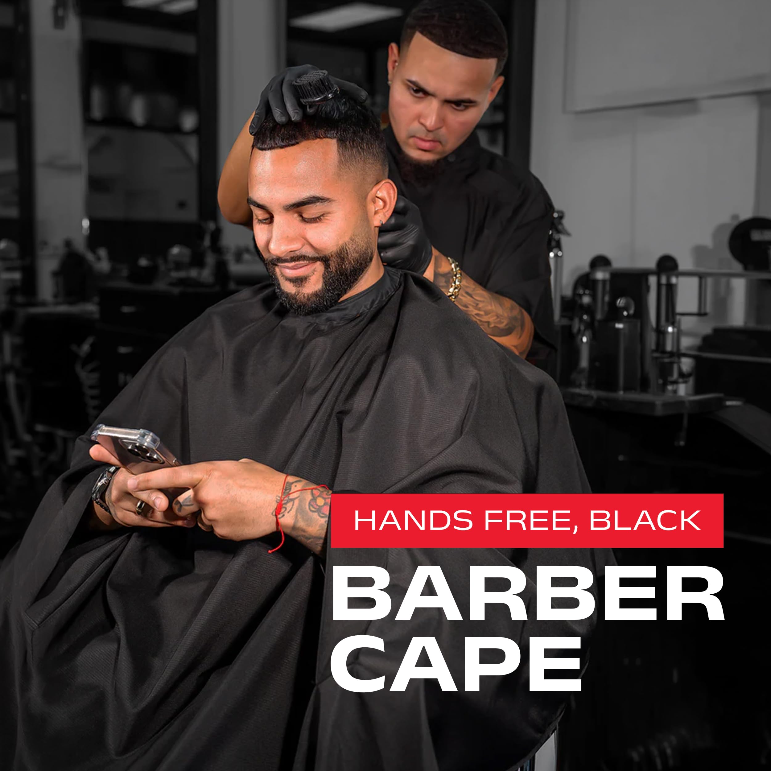 Barber Strong The Hands Free Barber Cape Solid Black