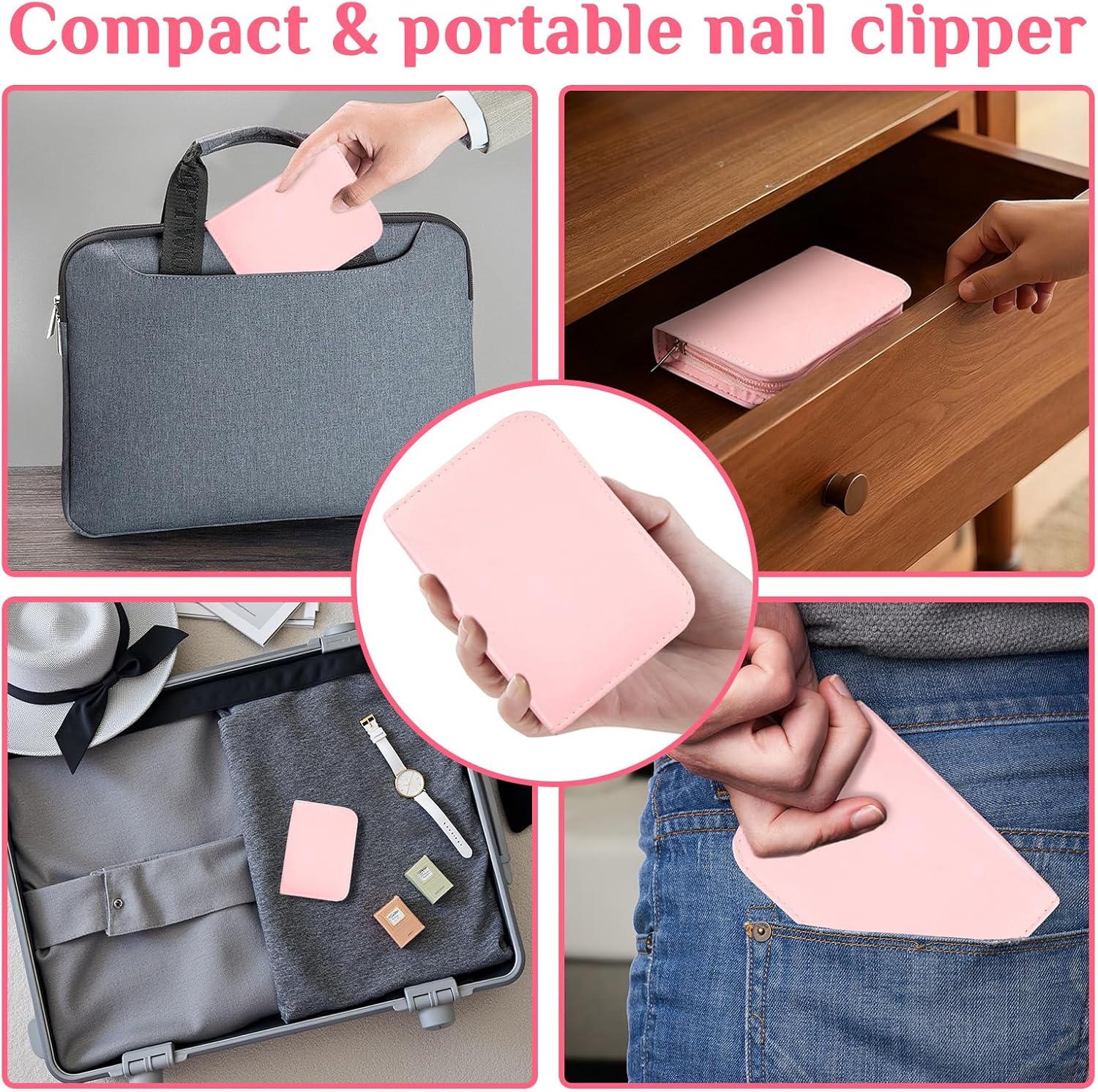 26-Piece Professional Manicure Set (Pink)，Features Stainless Steel Tools, Carbon Steel Clippers & Travel Case for Women's Home and Travel Grooming，Luxury Nail Care Gift for Her. - Image 9