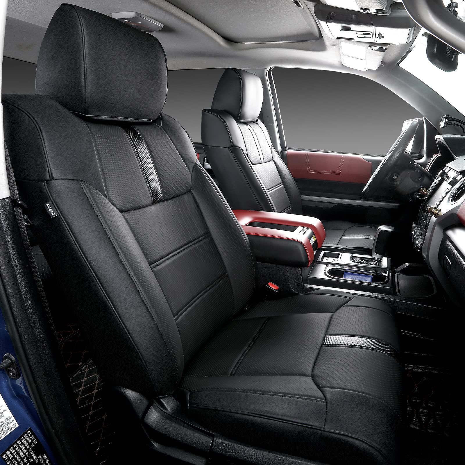 PTYYDS Fit 2014-2021 Toyota Tundra CrewMax Seat Covers Full Set Car Seat Protectors for Toyota Tundra Accessories (Fits 2014-2021 CrewMax, S Black)