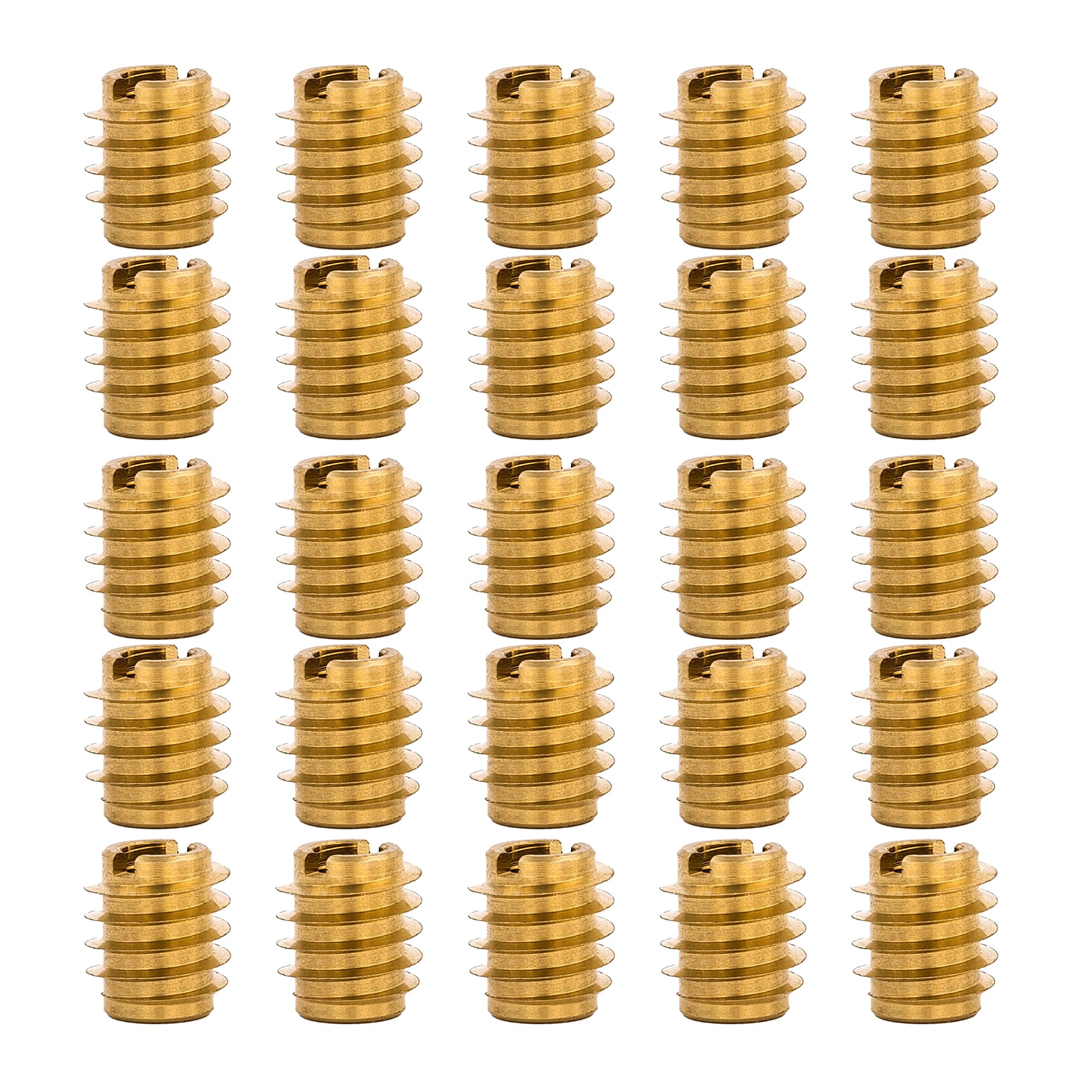 E-Z LOK Knife Threaded Insert for Hard-Wood, Brass Thread Inserts 1/4-28 Internal Threads, 0.500" Length Pack of 25