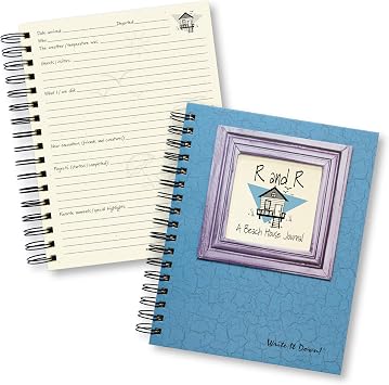 Write it Down series by Journals Unlimited, Guided Journal, R and R, A Beach House Journal, Full-size 7.5"x 9", Blue Hard Cover, Made in USA
