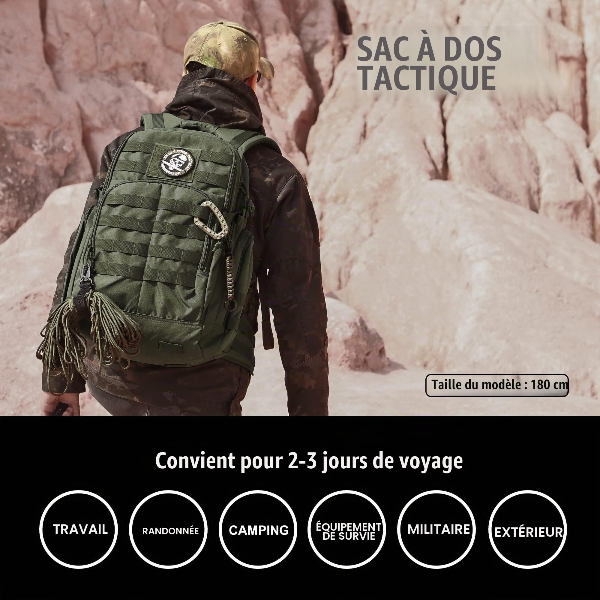Mardingtop 40L Militaire Armée Sac à dos tactique multifonctionnelles rangement Adulte Sacs à Dos Trekking/Randonnée/en Plein air