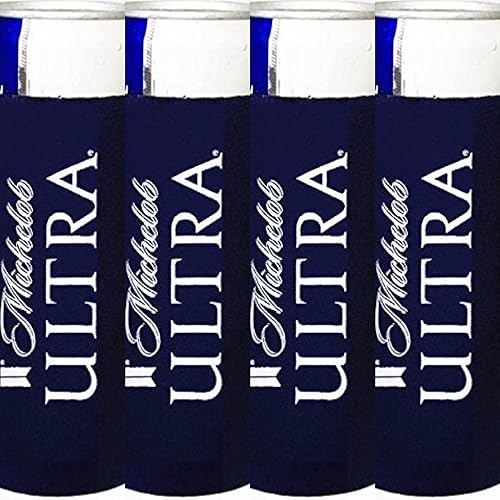 Michelob Ultra Paquete de 4 enfriadores de latas de cerveza con licencia delgada Huggie