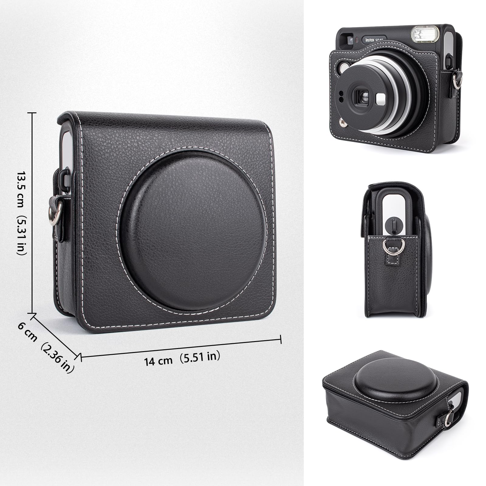 Custodia per fotocamera Instax SQ40, retro morbida mini custodia in pelle PU con tracolla regolabile