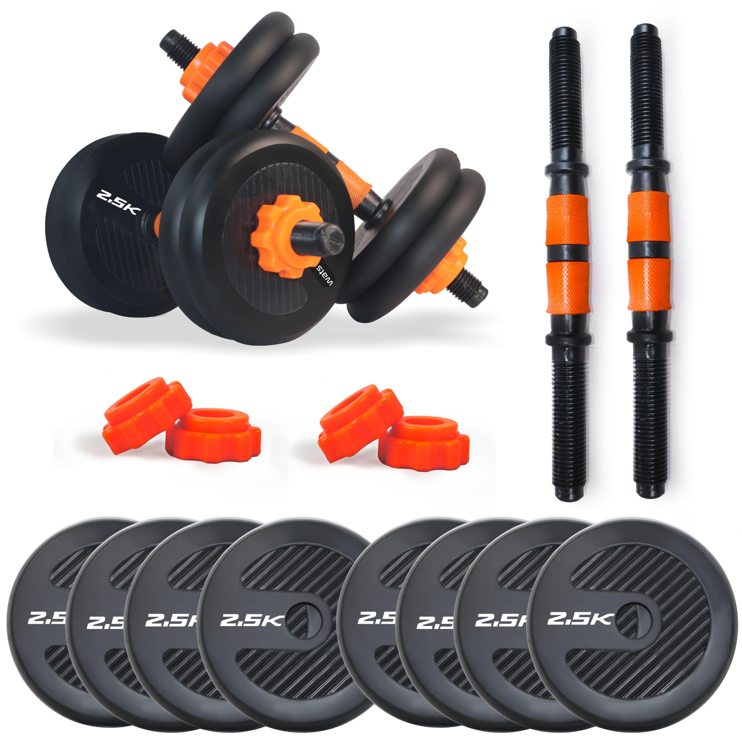 WATSON Premium Rubber Dumbbell Set for Men & Women Fitness, Dumbbell Set with 20Kg (2.5Kgx8) Rubber Weight Plates, Hard PVC 17" Dumbbell Rods-image-7