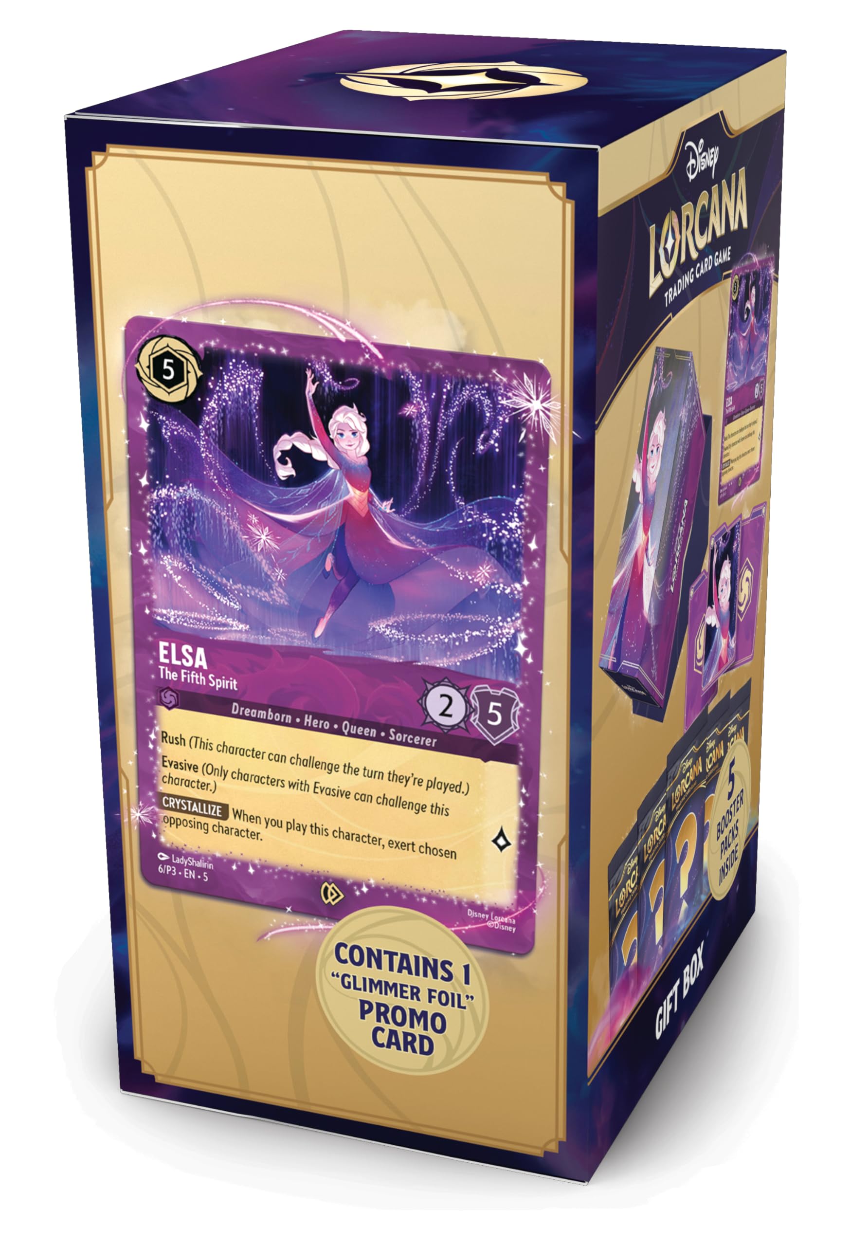 Ravensburger Disney Lorcana TCG: Elsa Gift Box – 5 Booster Packs