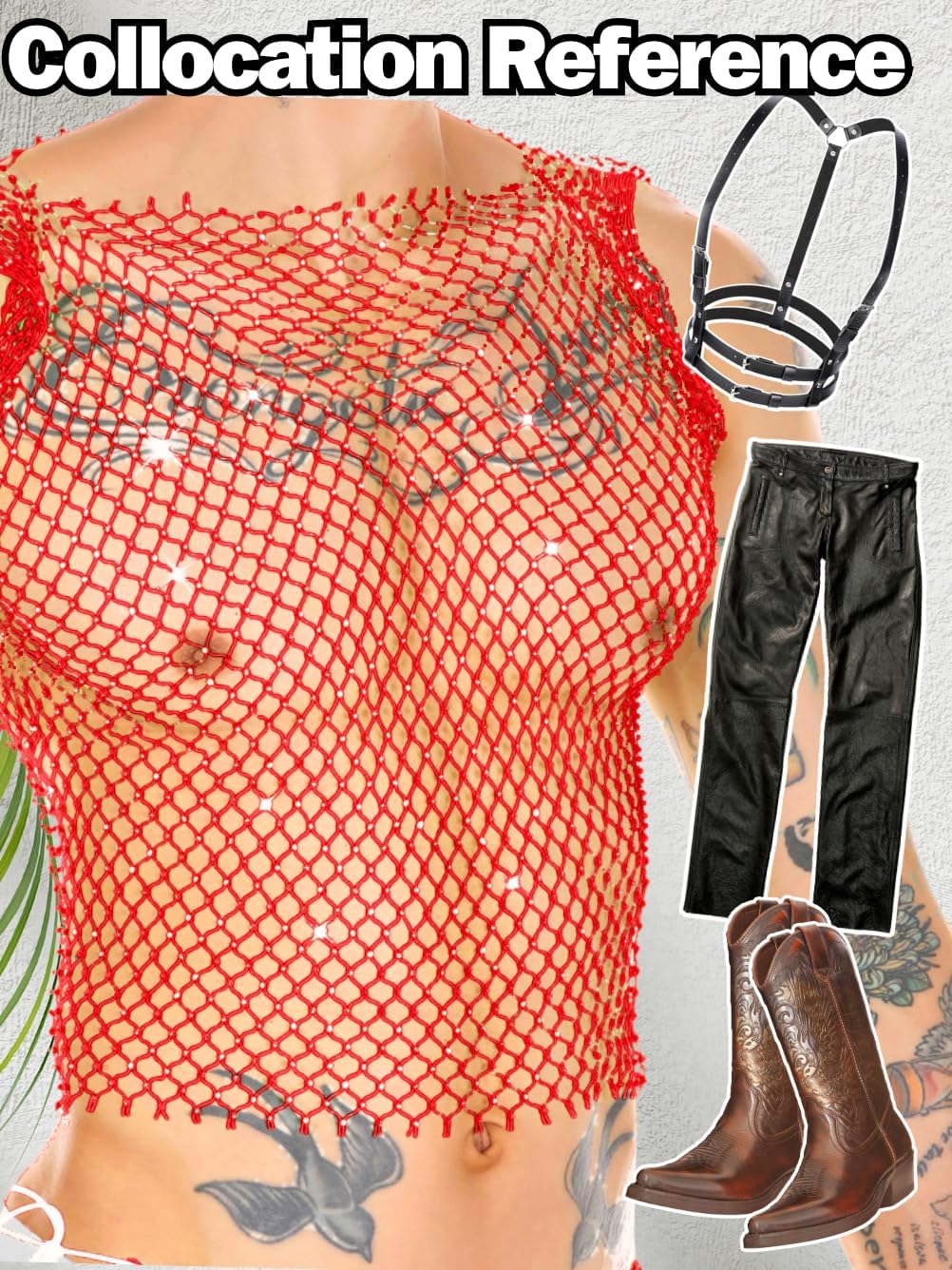 Kaei&Shi Rhinestone Mens Tank Tops Sheer Mesh See Through Fishnet Sparkly Rave Outfit Festival Crop Men Shirt Sexy Club Party - Image 4