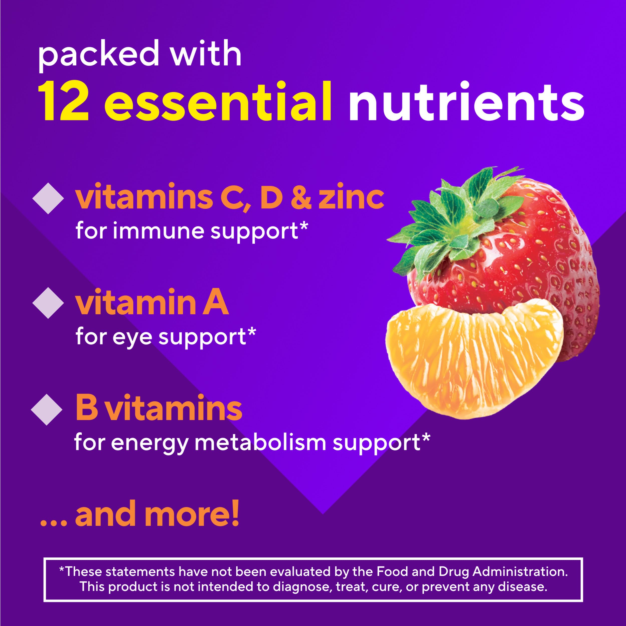 Vitafusion Multi+ Immune Support* – 2-in-1 Benefits & Flavors – Adult Gummy Vitamins with Vitamin C, Zinc, Daily Multivitamins, 90 Count