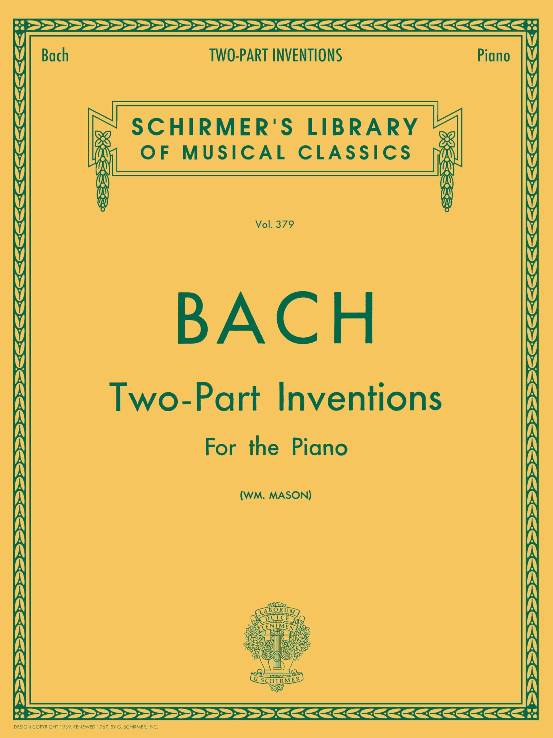 Two-Part Inventions – Bach | Piano Sheet Music Songbook | Schirmer’s Library of Musical Classics Vol. 379 | Early Advanced Piano Method for Students and Teachers Paperback – November 1, 1986