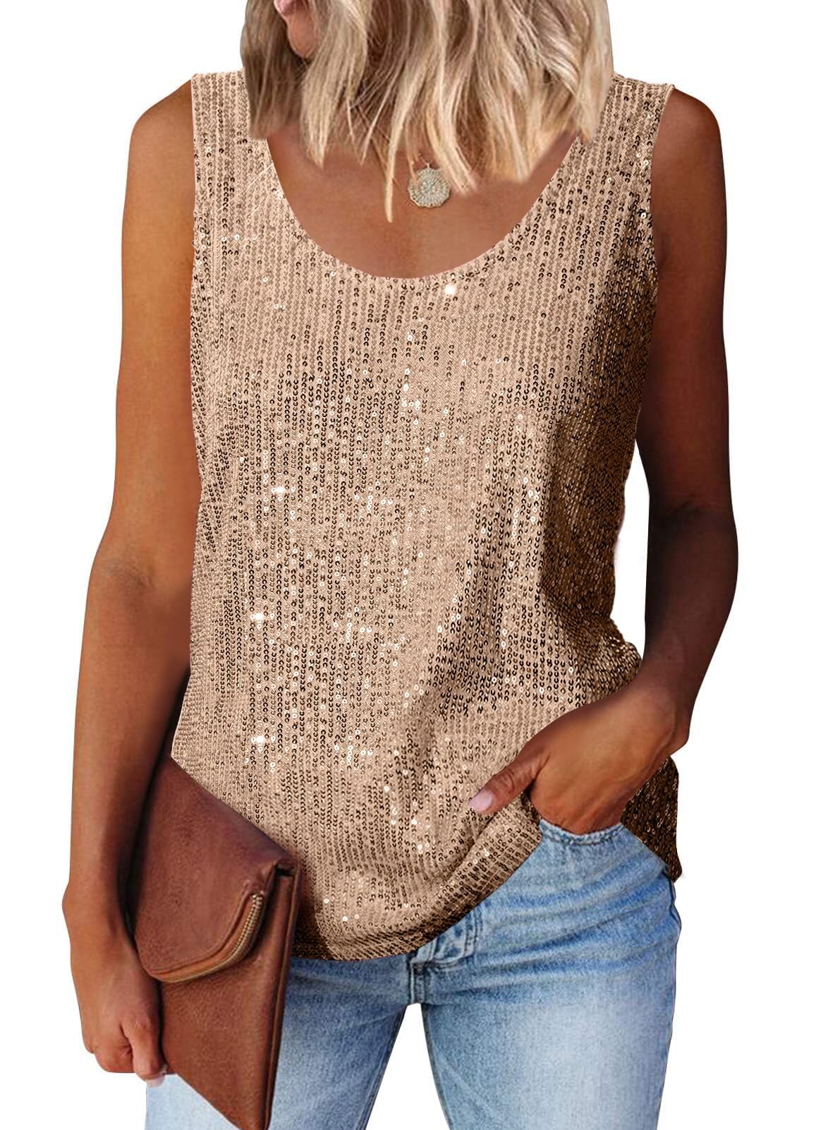 Haut sans manches à paillettes pour femme