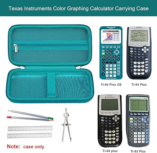 Vista 51 de Elonbo Funda de transporte para calculadora gráfica de color Texas Instruments TI-84 Plus CE/TI-84 Plus/TI-83 Plus/TI-83 Plus CE, bolsillo de malla