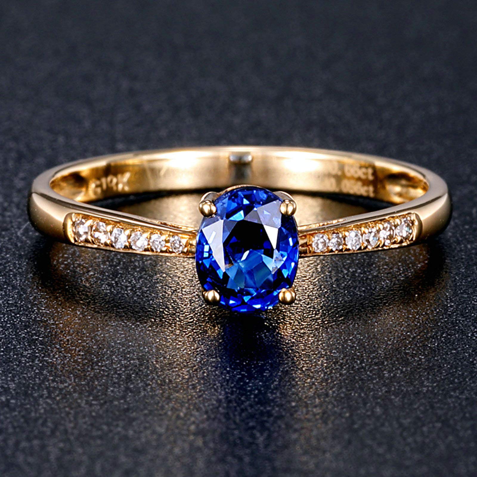 Beydodo Złoty pierścionek damski 750 prawdziwe diamenty i szafir 0,66 ct obrączka złota pierścionek zaręczynowy e 18 karatów (750) żółte złoto, 65 cm (20,7 cala), colore: złoto, cod. TLLWGZ5655