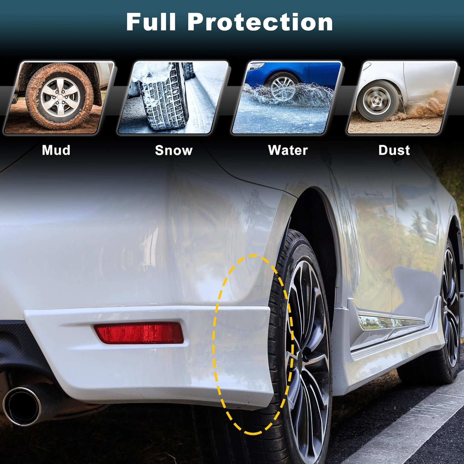 Truck Mud Flaps Splash Guards for Ford Bronco 2021-2025 2/4-Door Front & Rear Wheel Fender Guards All Weather Mud Guards Protection Kit