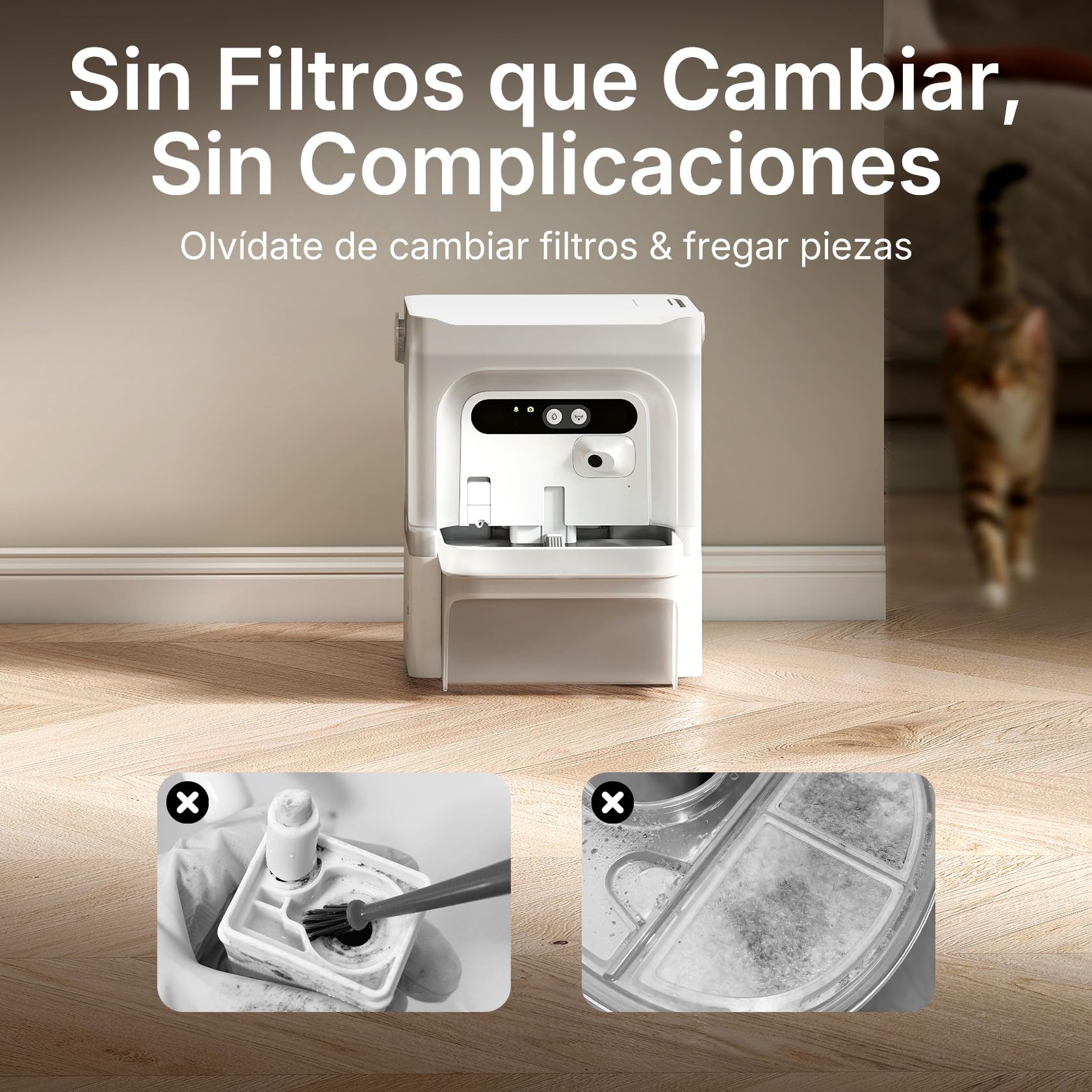 PETKIT EVERSWEET Ultra Fuente para Gatos sin Filtro, con Cámara AI, Separación de Agua Limpia y Sucia, 5L Bebedero Gatos Automático, Sensor de Movimiento, Control de App, Bandeja de Acero Inoxidable