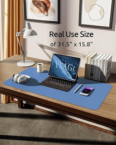 Miniatura 233 de YSAGi Protector de escritorio de cuero, tapete de oficina, alfombrilla grande para mouse, antideslizante, de piel sintética, almohadilla