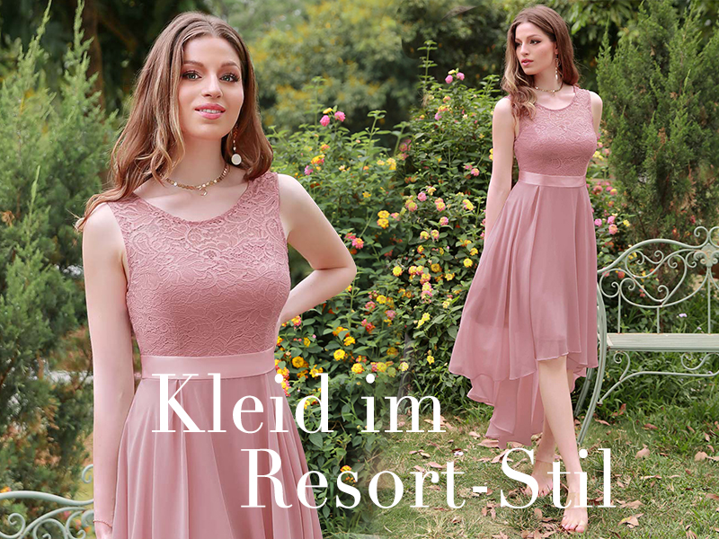 Berylove Vokuhila cocktailjurk dames avondjurken elegant voor bruiloft feestelijke jurken mouwloos bruidsmeisjesjurk, grijsblauw, XXL