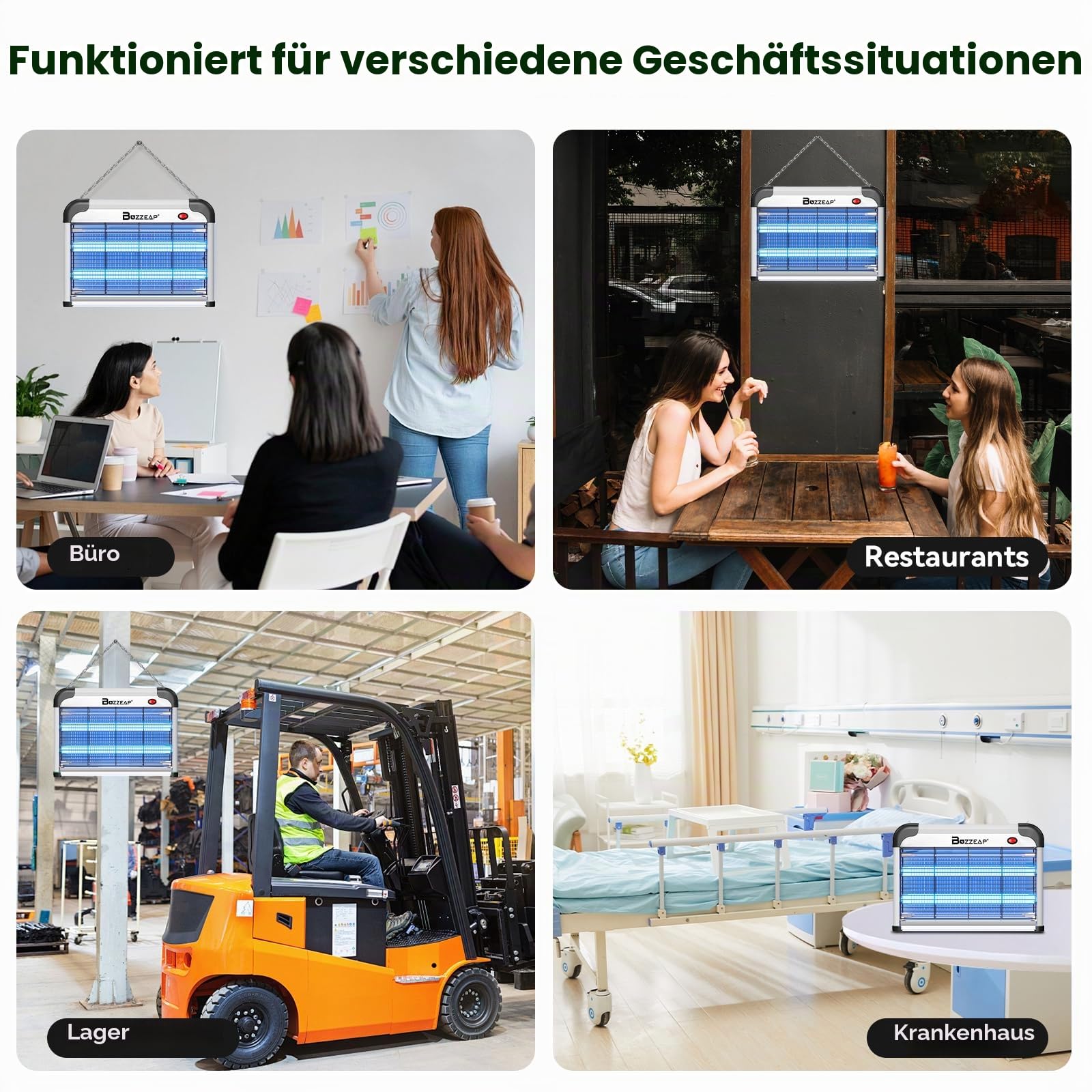 Elektrischer Insektenvernichter - 2800V UV Mückenfalle & Fliegenfalle Motten für Innenbereich, leiser Hochspannungs-Zapper gegen für Innen, Wohnzimmer & Büro