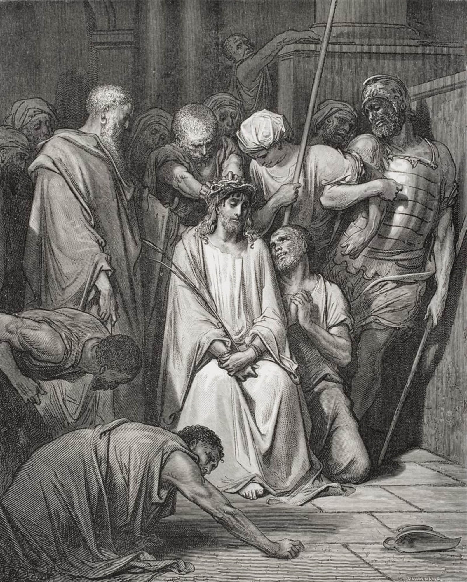 ARTXLXXBN Famous Print Painting Colorful Art Print the Crown of Thorns by Gustave Dore Canvas Art Decorations for Home Decor 60x90cm