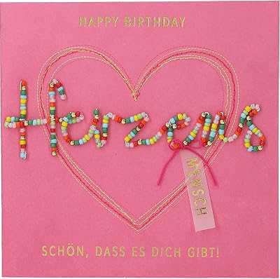 Depesche 13593.34 Tarjeta plegable Paper Love para cumpleaños, con texto a juego y diseños coloridos, sin texto interior, tarjeta plegable con sobre
