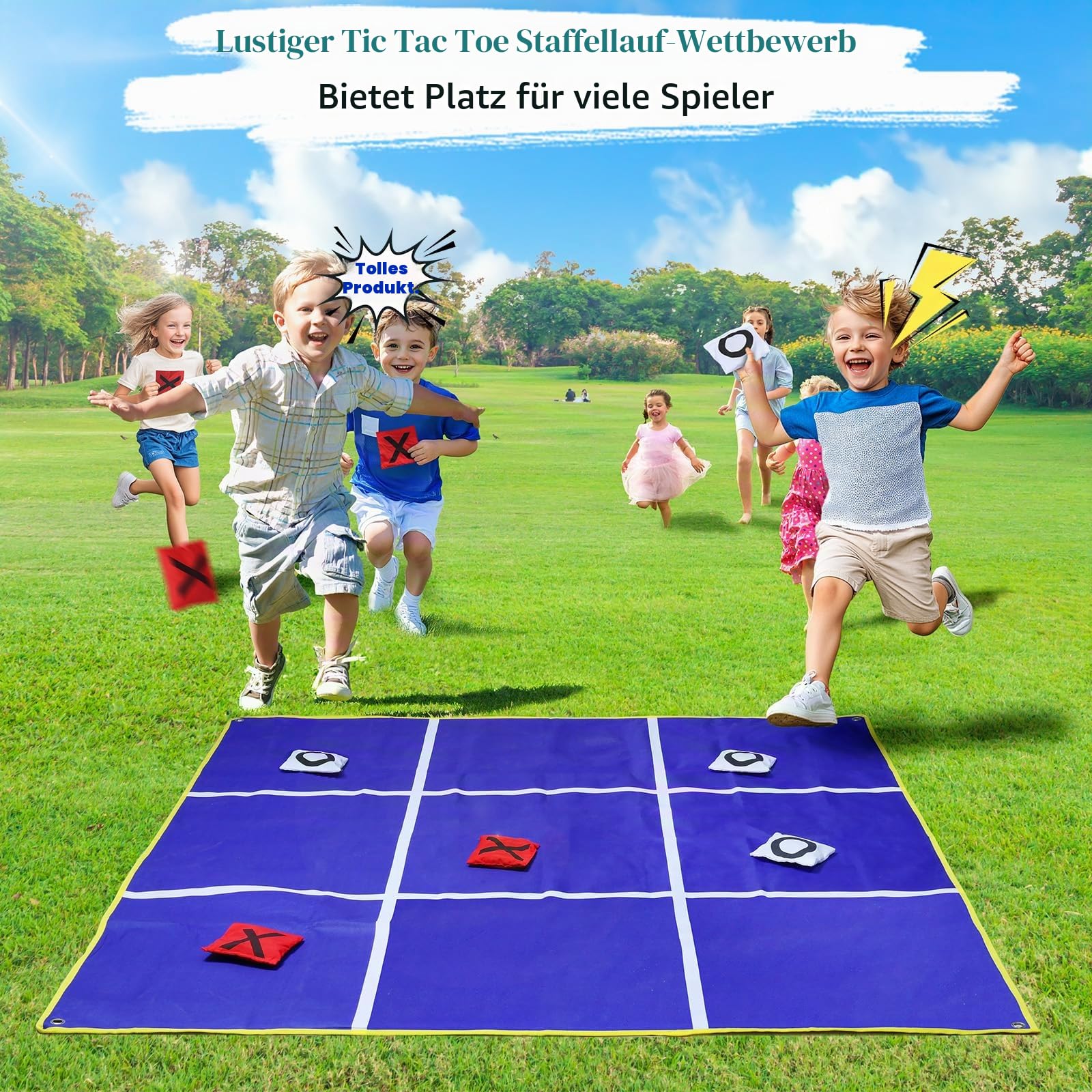 CWLAKON Outdoor Riesen Tic Tac Toe & Beanbag-Wurfspiel für Kinder und Erwachsene, Großes beidseitig bespielbares Garten- und Strandspiel