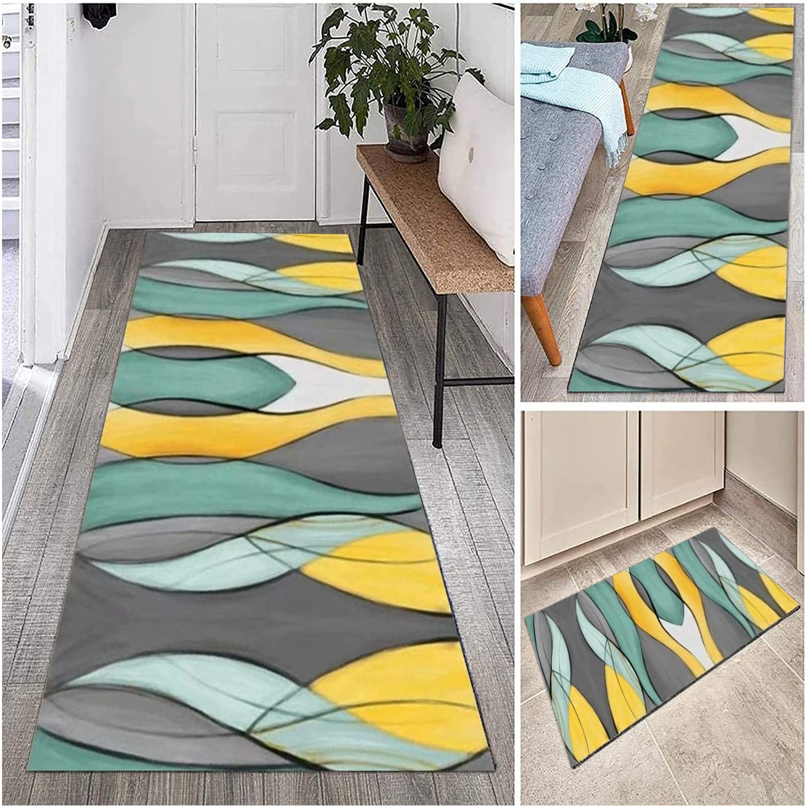 Tapis de couloir d'entrée style nordique pour sécuriser et embellir la cuisine