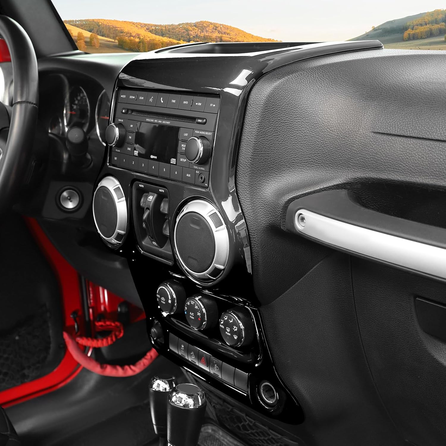 RT-TCZ for Jeep JK Black Dash Accents Radio A/C Controls Cover Trim for Jeep Wrangler JK JKU 2011-2017 ABS Interior Accessories 2pcs