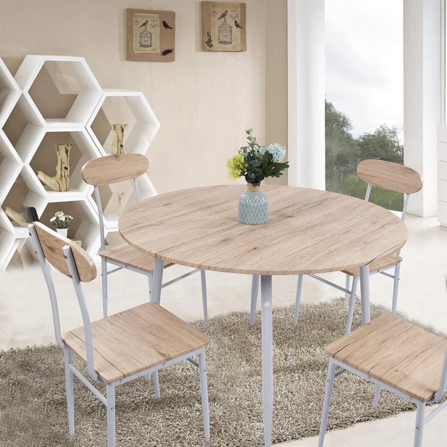 Amazon.com - Dporticus 5-Piece Kitchen & Dining Set Kitchen Table and Chairs with Metal Legs ...