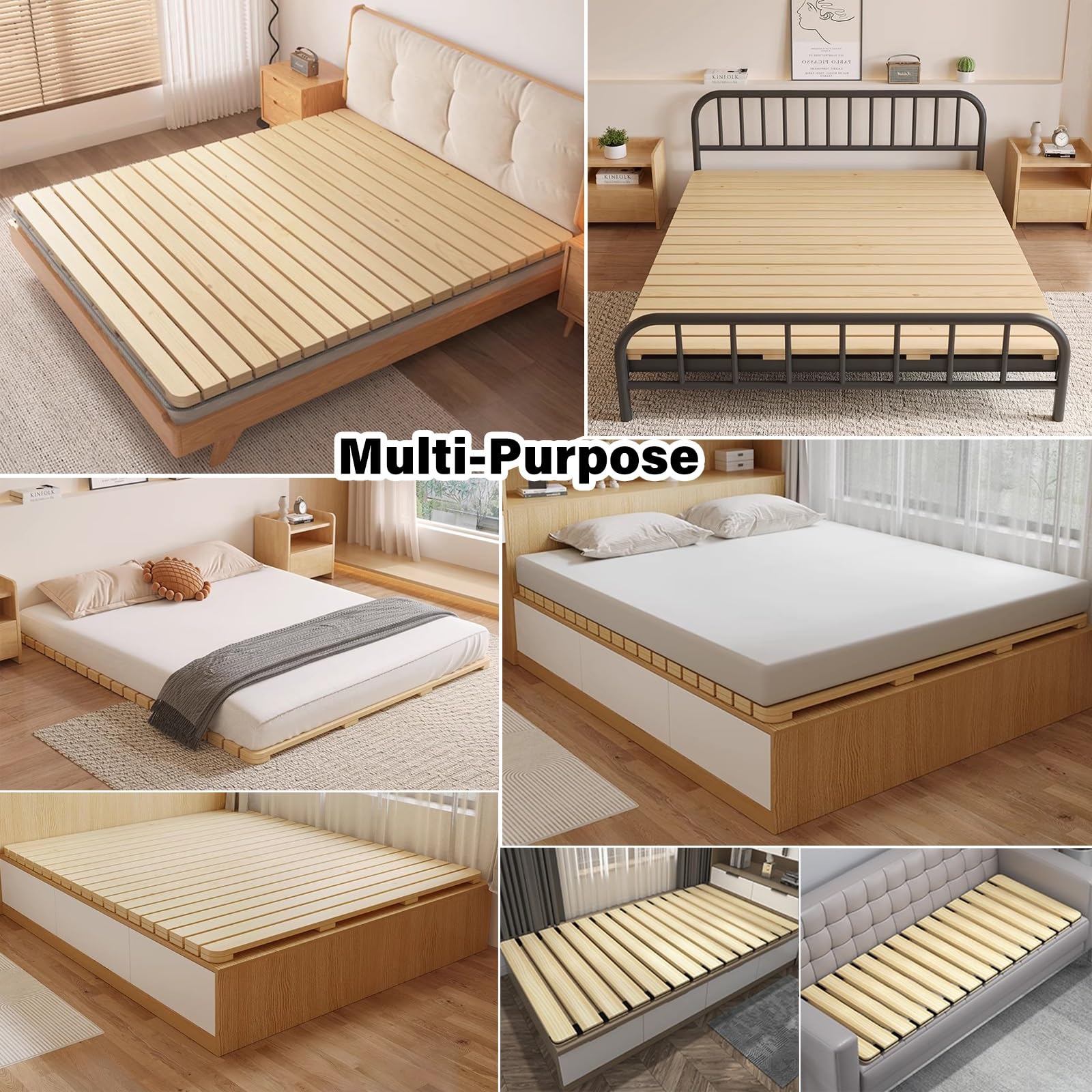 CC KITS Set di otto (8) doghe di supporto per letto in legno massello, 140 cm, per letto matrimoniale/intero, utilizzare kit di conversione per culla, struttura della piattaforma per materasso, bunkie