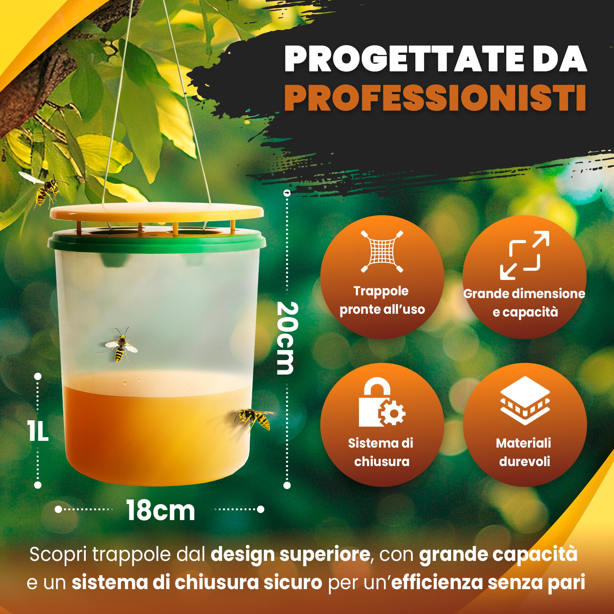 2 Trappola Calabroni - Trappola per Vespe, Trappole per Vespa Velutina Cattura di Calabroni Asiatico Grosse da Esterno, 2 Pezzi da Appendere