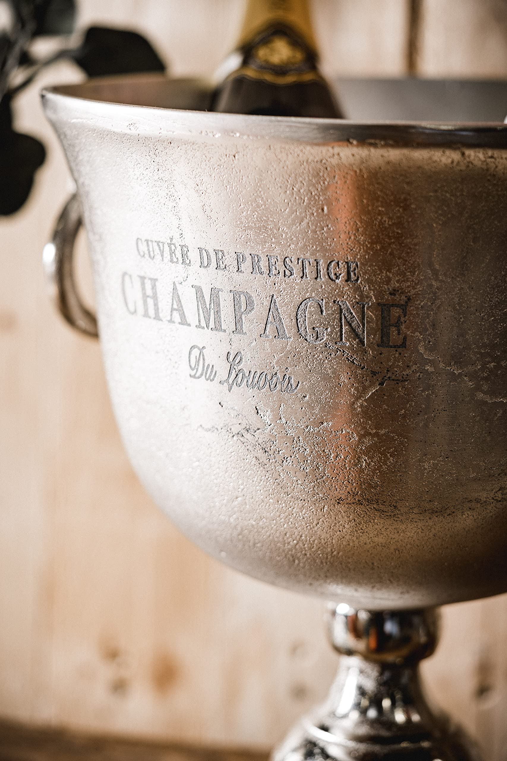 MichaelNoll Secchiello per champagne, refrigeratore per Champagne, in alluminio, color argento, secchiello del ghiaccio per champagne, spumante e vino, XXL, 37 cm