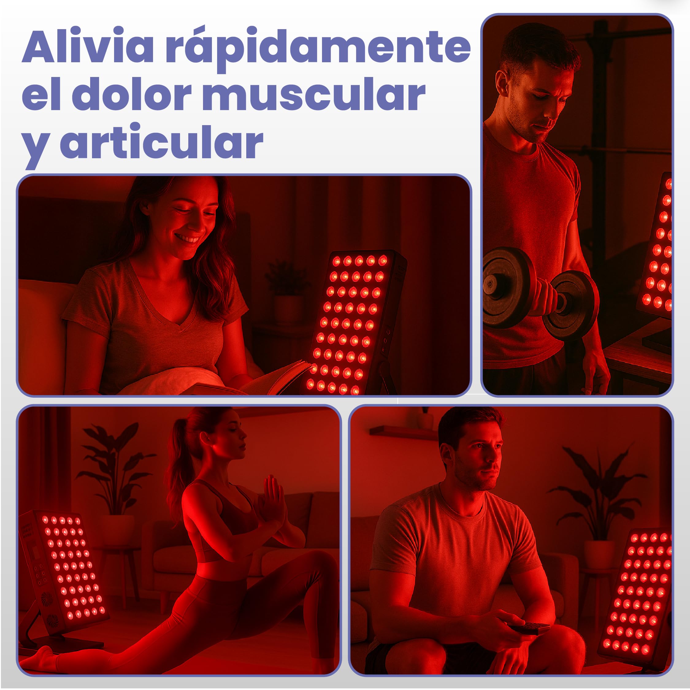 Panel Luz Roja e Infrarroja - Terapia Luz Roja para Dolor Articular, Muscular y Piel - Lampara Infrarrojos para Tratamiento Facial y Corporal en Casa