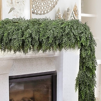 Christmas Garland with Cypress and Cedar Evergreen Greenery for Indoor and Outdoor Holiday Decoration